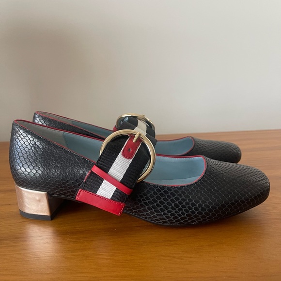 NIB Frances Valentine Katy Snake Printed Leather Maryjanes Size 8.5 - Picture 9 of 15